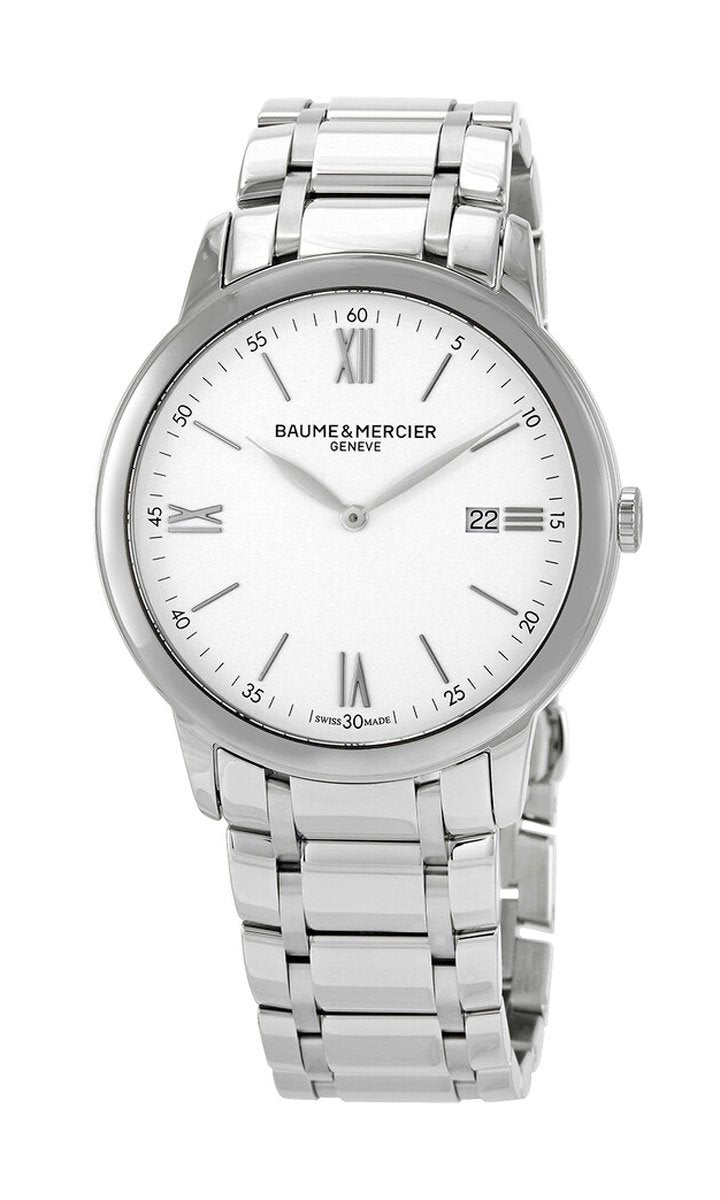 Baume & Mercier Classima Stainless Steel White Dial Date Quartz Mens Watch M0A10526 - WAB - Shipping Dept.