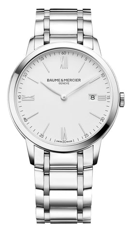 Baume & Mercier Classima Stainless Steel White Dial Date Quartz Mens Watch MOA10354 - WAB - Shipping Dept.