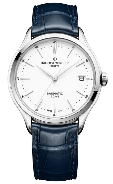 Baume & Mercier Clifton Baumatic Automatic Steel White Dial Mens Strap Watch M0A10398 - WAB - Shipping Dept.