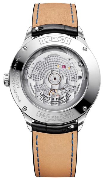 Baume & Mercier Clifton Baumatic COSC Automatic Black Dial Black Leath