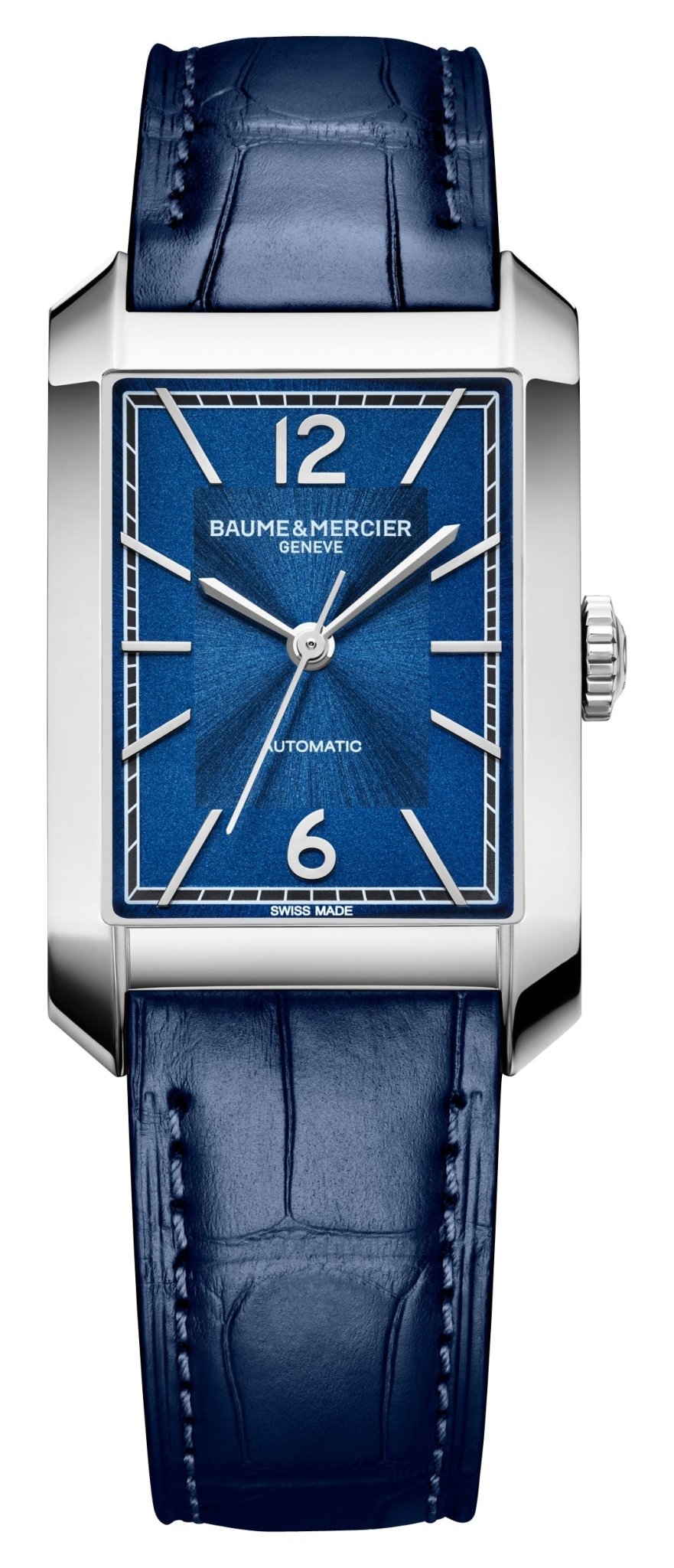 Baume & Mercier Hampton Automatic Stainless Steel Blue Dial Blue Leather Strap Mens Watch M0A10732 - Watches & Beyond