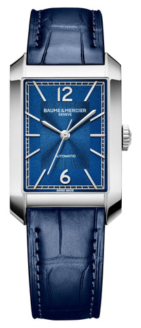 Baume & Mercier Hampton Automatic Stainless Steel Blue Dial Blue Leather Strap Mens Watch M0A10732 - Watches & Beyond