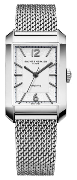 Baume & Mercier Hampton Automatic Stainless Steel Mesh Silver Dial Quartz Mens Watch M0A10672 - Watches & Beyond