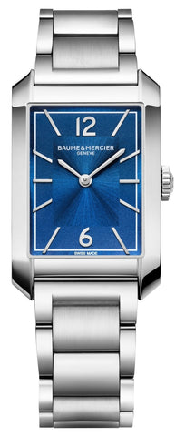 Baume & Mercier Hampton Stainless Steel Blue Dial Quartz Mens Watch M0A10754 - Watches & Beyond