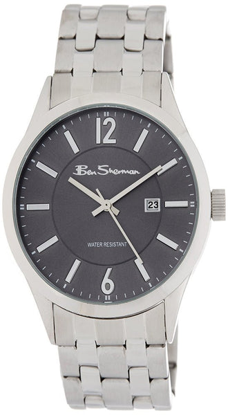 Ben Sherman Stainless Steel Bracelet Mens Watch Gray Dial Silver Hands Calendar Quartz BS103 - WAB - Shipping Dept.