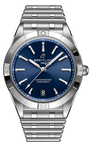 Breitling Chronomat Stainless Steel Blue Dial Date Automatic Womens Watch A10380101C1A1 - WAB - Shipping Dept.