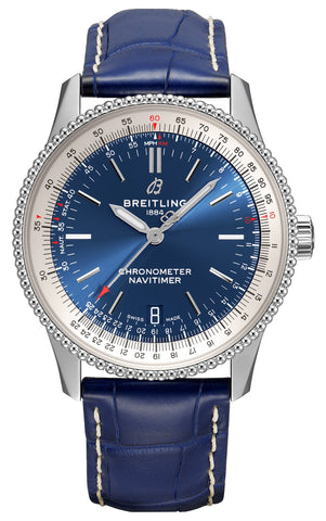 Breitling Navitimer Automatic Stainless Steel Blue Dial Leather Strap Date Mens Watch A17325211C1P1 - WAB - Shipping Dept.