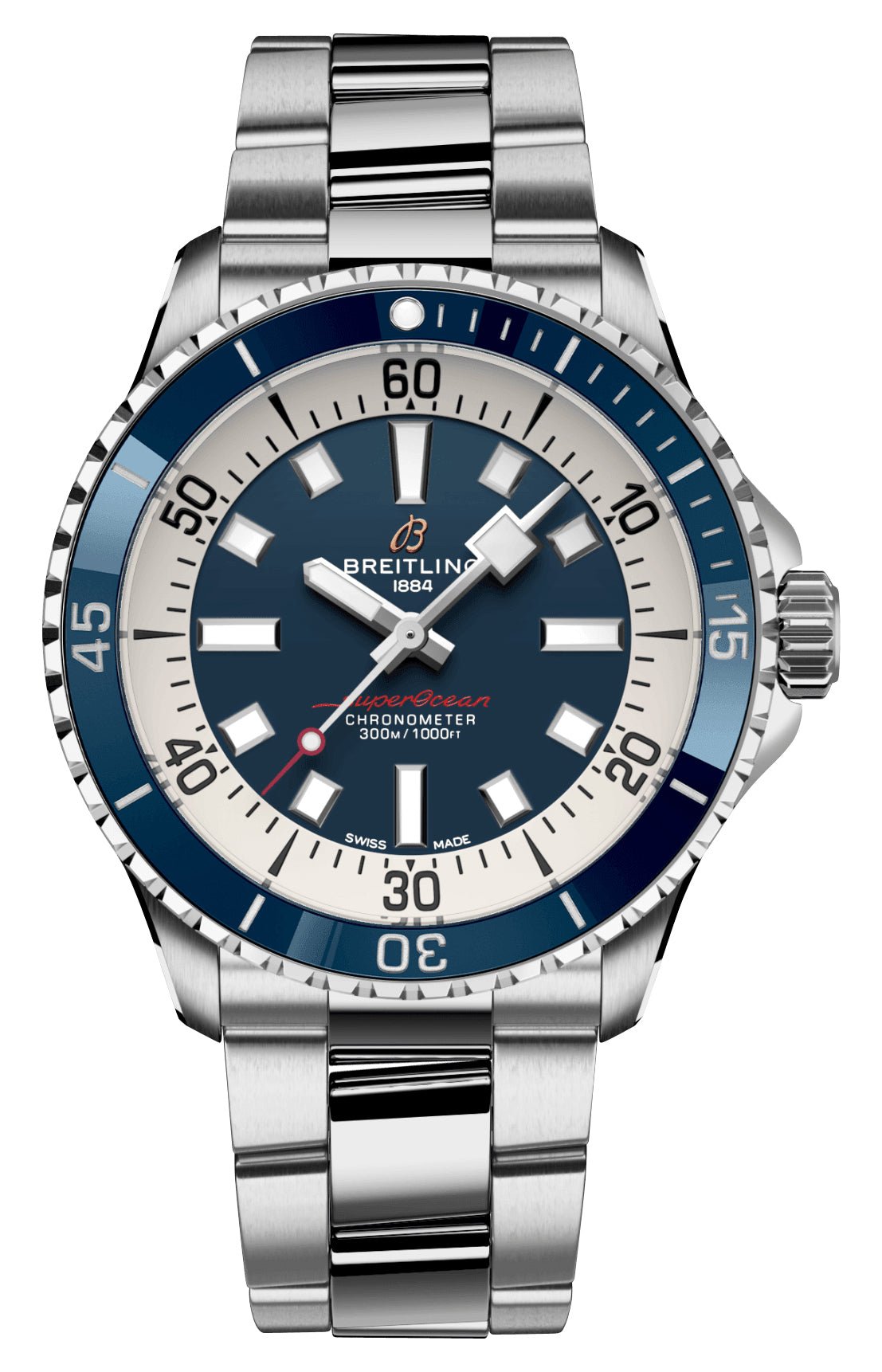 Breitling Superocean Automatic Chronometer Stainless Steel Blue Dial Divers Mens Watch A17375E71C1A1 - WAB - Shipping Dept.