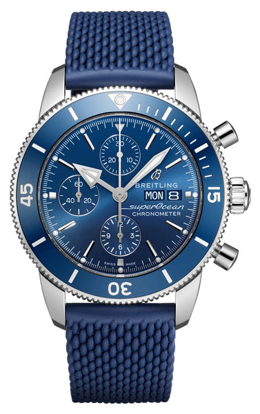 Breitling Superocean Heritage Automatic Chronograph Stainless Steel Blue Dial Rubber Strap Divers Mens Watch A13313161C1S1 - WAB - Shipping Dept.