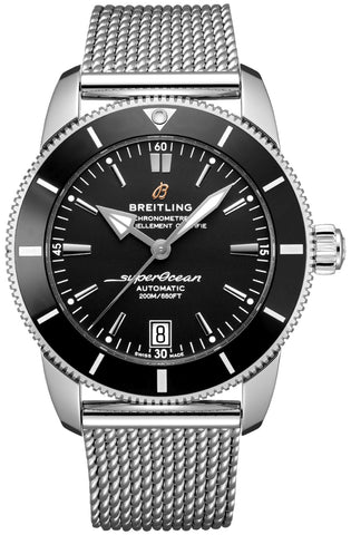 Breitling Superocean Heritage Automatic Chronometer Stainless Steel Mesh Black Dial Date Divers Mens Watch Special Edition AB2010121B1A1 - WAB - Shipping Dept.