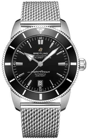 Breitling Superocean Heritage Automatic Chronometer Stainless Steel Mesh Black Dial Date Divers Mens Watch Special Edition AB2020121B1A1 - WAB - Shipping Dept.