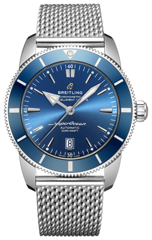 Breitling Superocean Heritage Automatic Chronometer Stainless Steel Mesh Blue Dial Date Divers Mens Watch Special Edition AB2020161C1A1 - WAB - Shipping Dept.