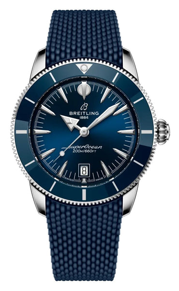 Breitling Superocean Heritage B31 Automatic 42 Stainless Steel Blue Dial Blue Rubber Strap Mens Watch AB3111161C1S1 - Watches & Beyond
