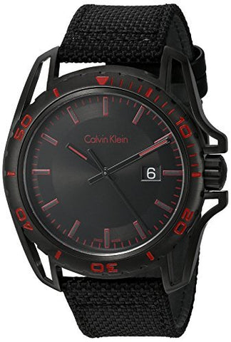 Calvin Klein Men's 'Earth' Swiss Quartz Stainless Steel and Leather Watch, Color:Black (Model: K5Y31ZB1) - WAB - Shipping Dept.