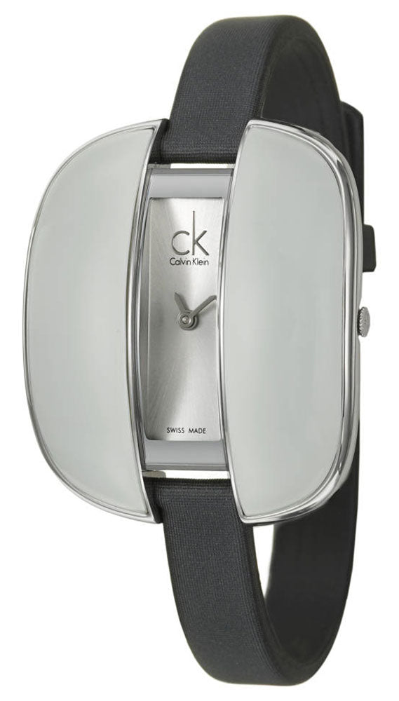 Calvin Klein Treasure Gray Cloth Leather Band Silver Dial Quartz Womens Watch K2E23626 - WAB - Shipping Dept.