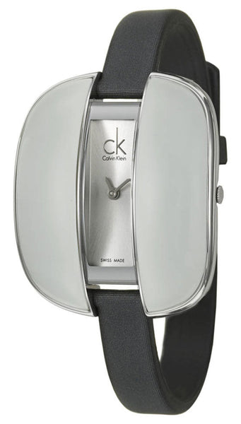 Calvin Klein Treasure Gray Cloth Leather Band Silver Dial Quartz Womens Watch K2E23626 - WAB - Shipping Dept.