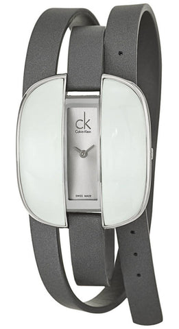 Calvin Klein Treasure Wrap Around Gray Cloth Leather Silver Dial Quartz Womens Watch K2E23620 - WAB - Shipping Dept.