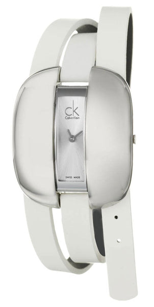 Calvin Klein Treasure Wrap Around White Leather Silver Dial Quartz Womens Watch K2E23120 - WAB - Shipping Dept.