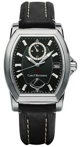 Carl F. Bucherer Patravi T - 24 Automatic GMT Stainless Steel Black Dial Black Leather Strap Date Power Reserve Mens Watch 00.10612.08.33.01 - WAB - Shipping Dept.