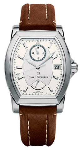 Carl F. Bucherer Patravi T - 24 Automatic GMT Stainless Steel Silver Dial Brown Leather Strap Date Power Reserve Mens Watch 00.10612.08.13.01 - WAB - Shipping Dept.