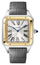 Cartier Santos - Dumont XL Manual Wind Stainless Steel & 18K Yellow Gold Silver Dial Gray Leather Strap Mens Watch W2SA0034 - Watches & Beyond