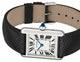 Cartier Tank Must Small Stainless Steel Silver Dial Black Leather Strap Quartz Womens Watch WSTA0135 - Watches & Beyond