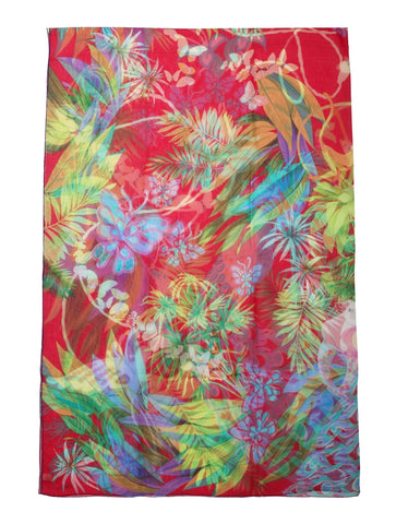 Chopard Animal World Fuchsia/Green Organic Silk Chiffon Womens Stole/Scarf 95005 - 0474 - Watches & Beyond