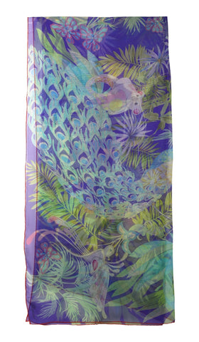 Chopard Animal World Purple/Green Organic Silk Chiffon Womens Stole/Scarf 95005 - 0470 - Watches & Beyond