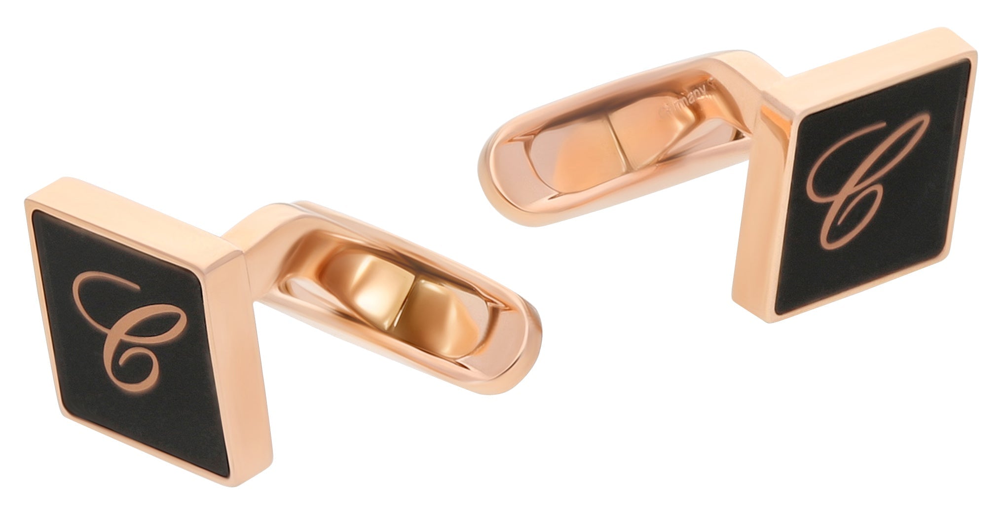 Chopard Classic Rose Gold PVD Steel & Black Lacquer Mens Cufflinks 95014 - 0081 - Watches & Beyond
