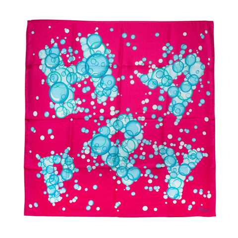 Chopard Happy Bubbles Fuchsia Organic Silk Twill Womens Foulard Scarf 95002 - 0719 - Watches & Beyond