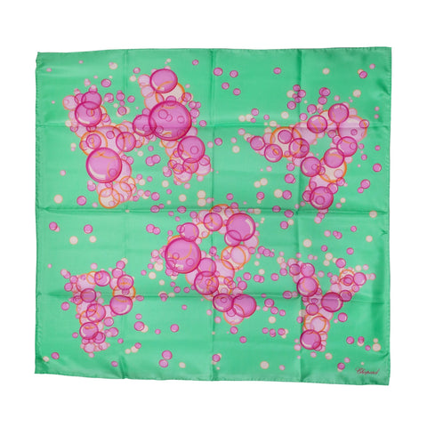 Chopard Happy Bubbles Mint Green Organic Silk Twill Womens Foulard Scarf 95002 - 0722 - Watches & Beyond