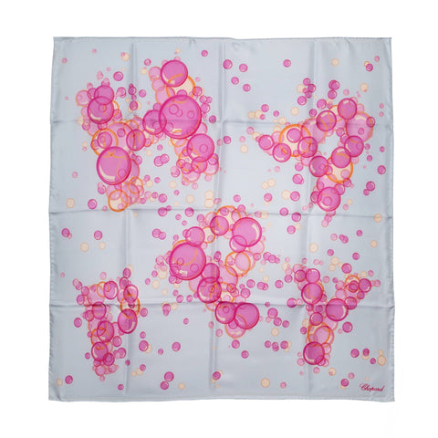 Chopard Happy Bubbles Sky Blue Organic Silk Twill Womens Foulard Scarf 95002 - 0721 - Watches & Beyond