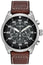 Citizen Avion Chronograph Brown Leather Strap Black Dial Quartz Eco - Drive Date Mens Watch CA4210 - 24E - WAB - Shipping Dept.