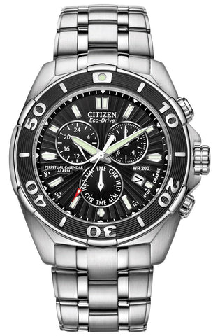 Citizen Signature Chronograph Steel Perpetual Calendar Dual Time Alarm Divers Quartz Eco - Drive Date Mens Watch BL5440 - 58E - WAB - Shipping Dept.