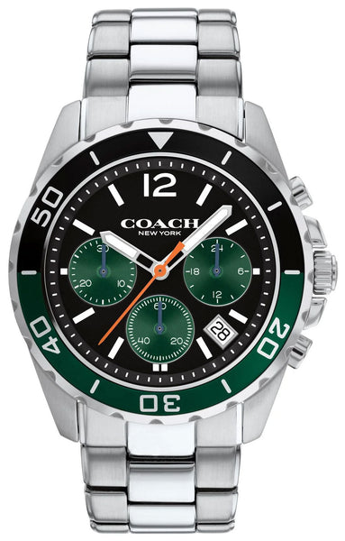 Coach Kent Chronograph Black/Green Dial Date Stainless Steel Mens Watch 14602557 - WAB - Shipping Dept.