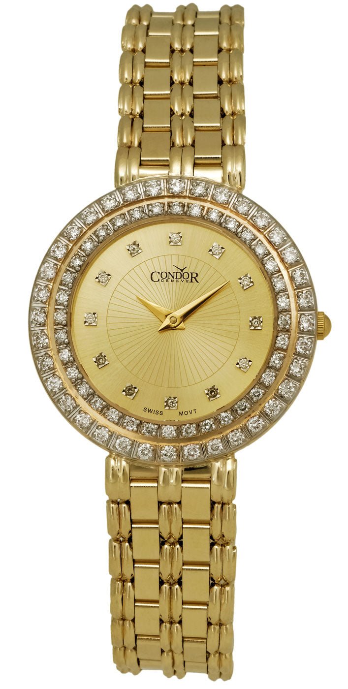 Condor 14kt Gold & Diamond Womens Luxury Swiss Watch Quartz CDRVCH - WAB - Shipping Dept.