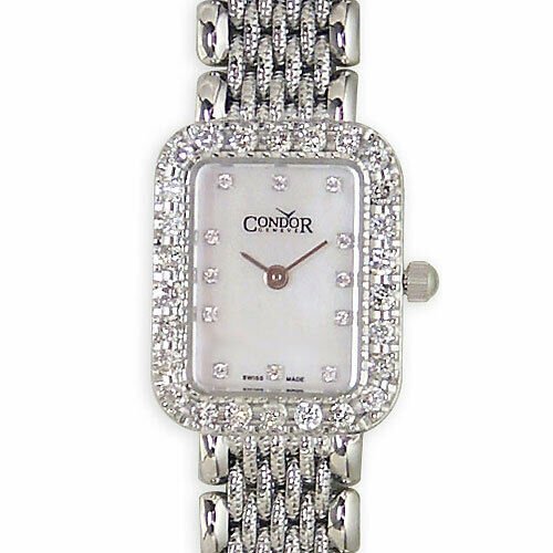 Condor 14kt Solid White Gold & Diamond Womens Luxury Swiss  display picture 3