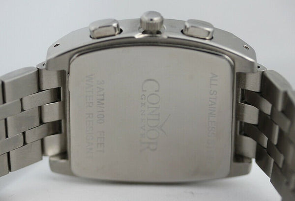 Condor Classic Chronograph Stainless Steel Mens Watch Date Silver Dial