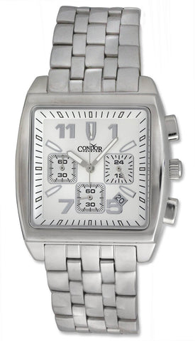 Condor Classic Chronograph Stainless Steel Mens Watch Date Silver Dial CWS112 - WAB - Shipping Dept.