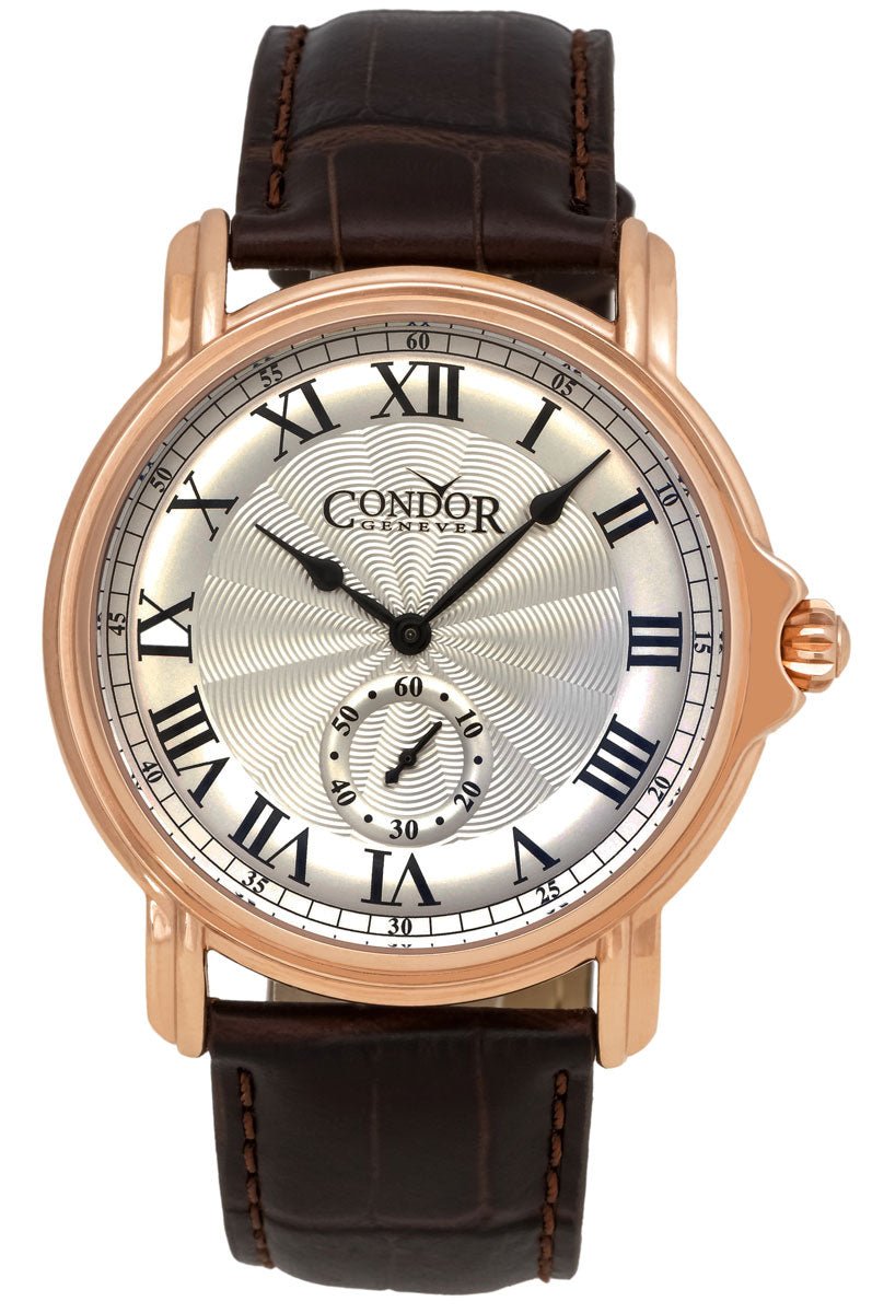 Condor Classic Rose Gold Plated Mens Strap Swiss Watch C225R - WAB - Shipping Dept.