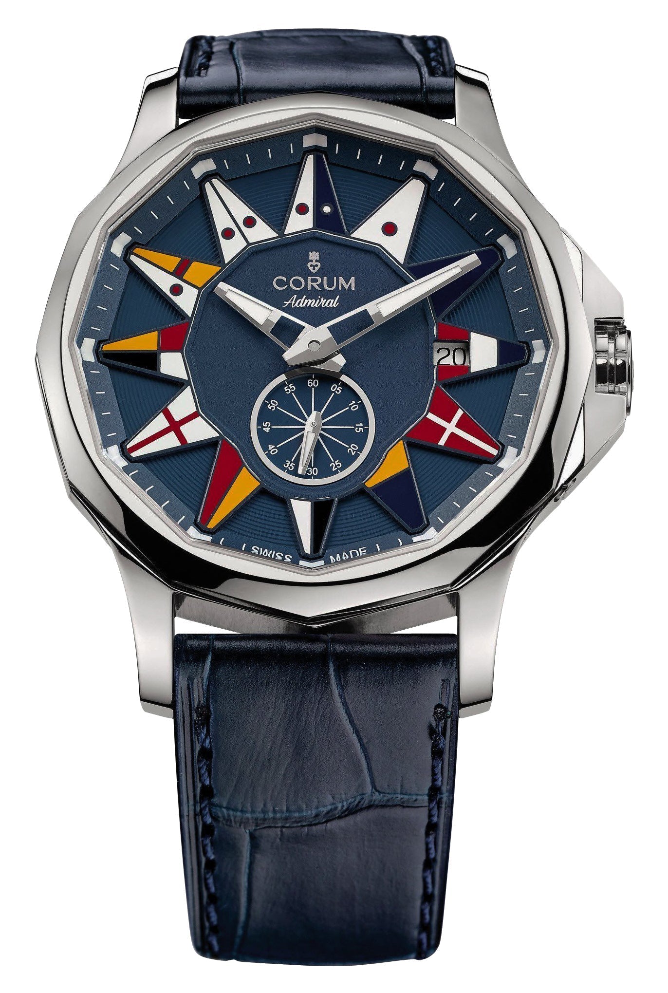 Corum Admiral Legend 42 Automatic Stainless Steel Blue Dial Blue Leather Strap Date Mens Watch 395.101.20/0F03 AB12 - WAB - Shipping Dept.