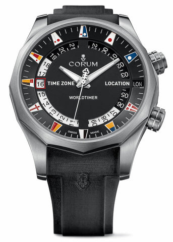 Corum Admiral Legend 47 Worldtimer Automatic Titanium Black Rubber Mens Strap Watch 637.101.04/F371 AN02 - WAB - Shipping Dept.