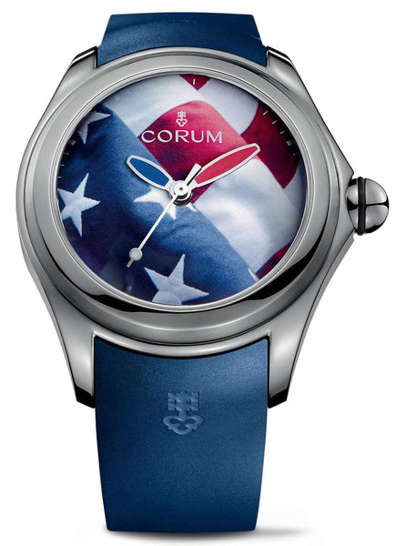 Corum Big Bubble 52 Flag Titanium Automatic American Flag Dial Blue Rubber Strap Mens Watch 403.101.04/0373 US01 - WAB - Shipping Dept.