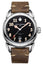 Cuervo y Sobrinos Vuelo Emilio Carranza Automatic Stainless Steel Black Dial Brown Leather Strap Date Mens Watch 3202.1CN - Watches & Beyond