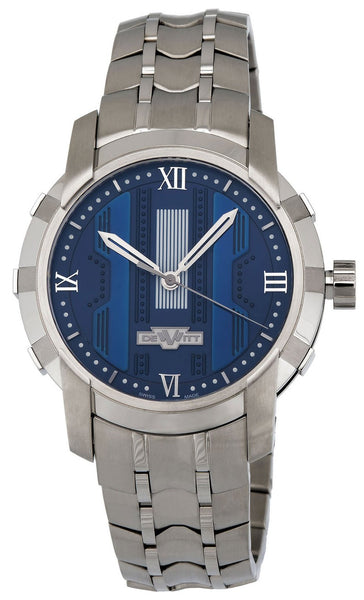 Dewitt Glorious Knight Automatic Steel Mens Watch Blue Dial FTV.HMS.003.S - WAB - Shipping Dept.