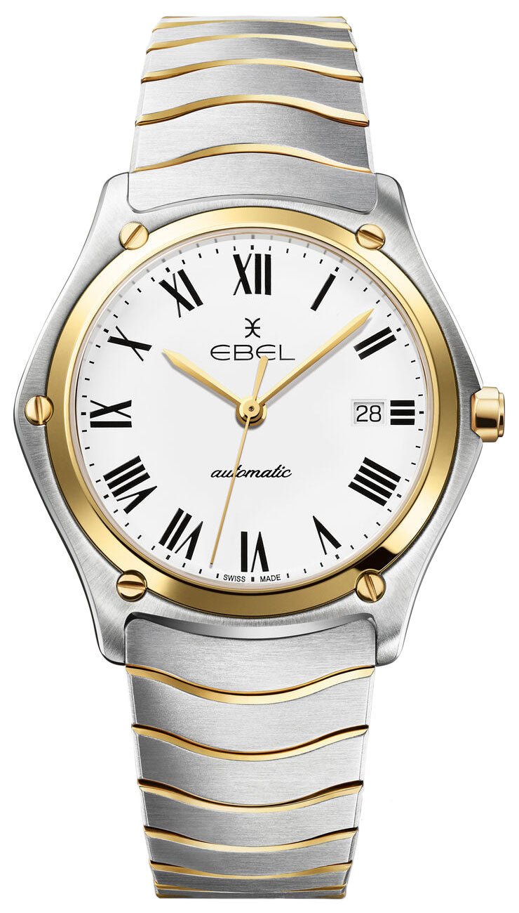 Ebel Sport Classic Automatic Stainless Steel and 18K Yellow Gold White Dial Date Men's Watch 1216614 - WAB - Shipping Dept.