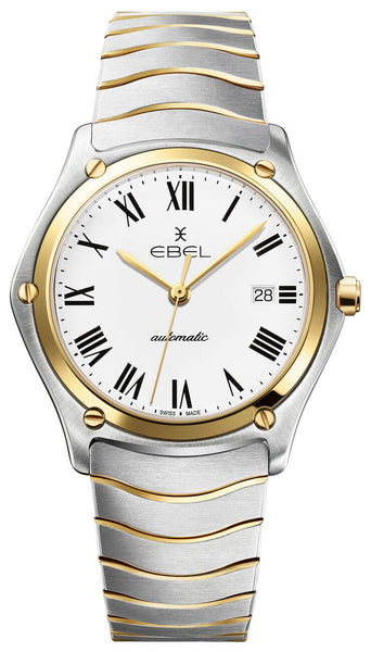 Ebel Sport Classic Automatic Stainless Steel and 18K Yellow Gold White Dial Date Men's Watch 1216614 - WAB - Shipping Dept.