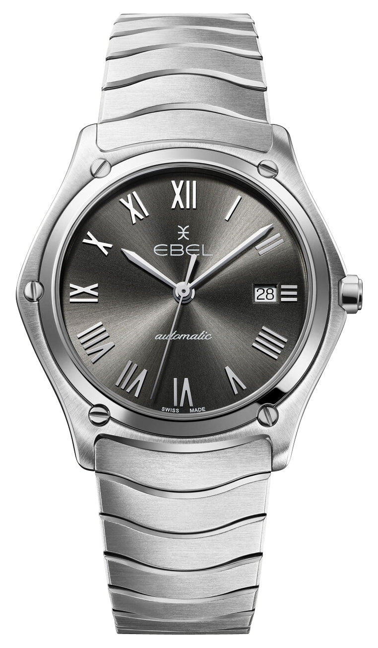 Ebel Sport Classic Automatic Stainless Steel Gray Dial Date Mens Watch 1216431 - Watches & Beyond