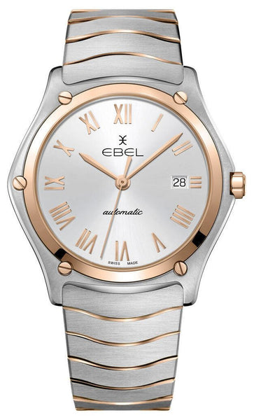 Ebel Sport Classic Automatic Two - Tone 18k Rose Gold and Steel Silver Dial Date Mens Watch 1216432 - WAB - Shipping Dept.