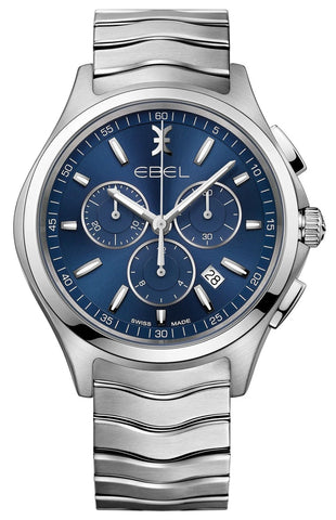 Ebel Wave Chronograph Stainless Steel Blue Dial Date Quartz Mens Watch 1216344 - WAB - Shipping Dept.